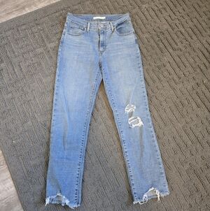 Levis High Rise Straight Crop Jeans